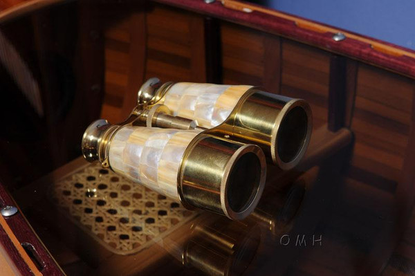ND031 Binocular with Mop Overlay in Wood Box by Old Modern Handicrafts