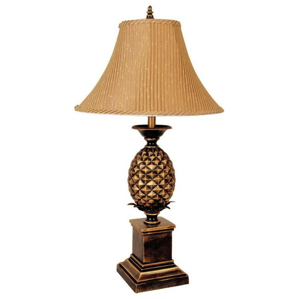 9001T Ore International 32 Inch Pineapple Table Lamp - Antique Gold