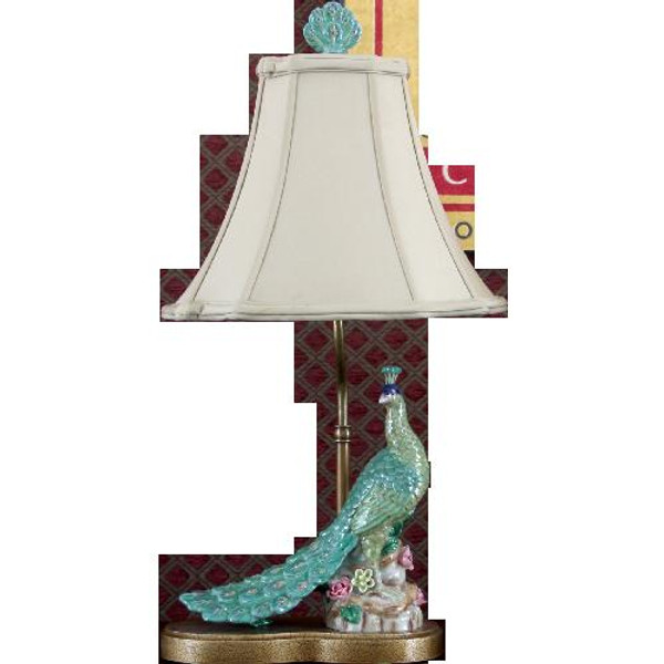 13767-L Petite Peacock Lamp (Left) by Oriental Danny