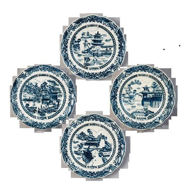 60190 B/W - Blue Willow Platter Set Of 4 10" by Oriental Danny
