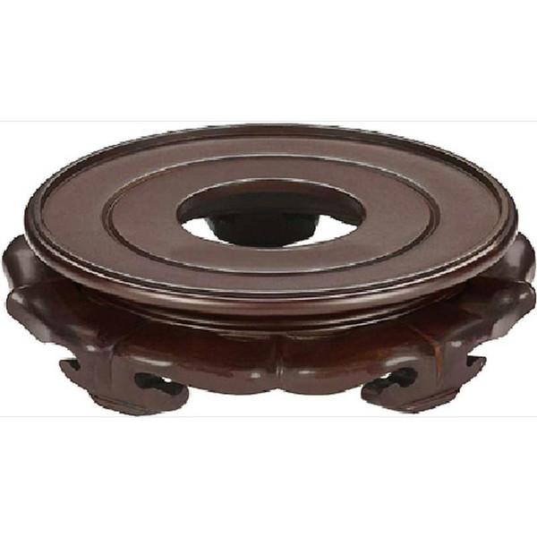 887-9 Brown Carved Round Stand by Oriental Danny