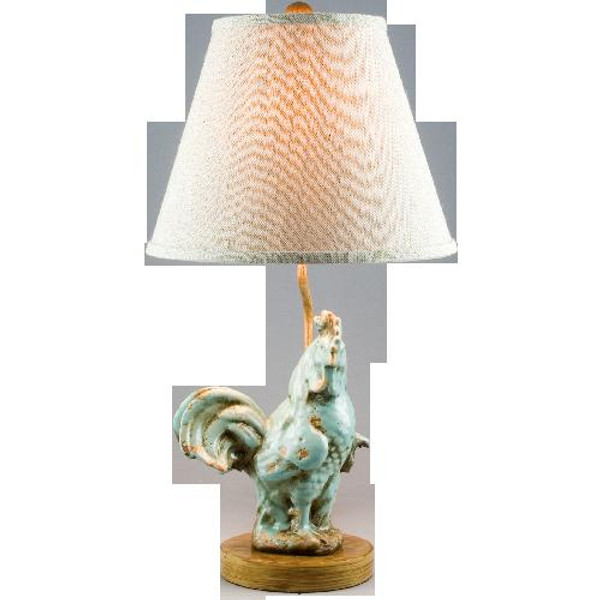 N1122 Teal Rooster Lamp by Oriental Danny