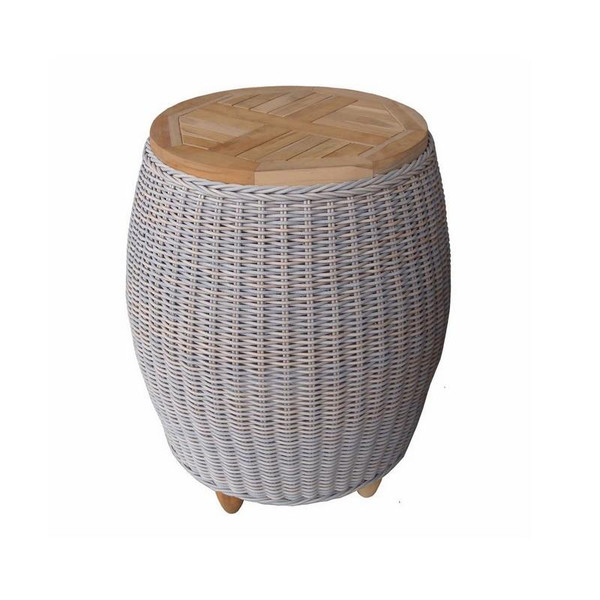 OL-PRD06-ECO Outdoor Paradise Kubu Grey End Table With Teak Top