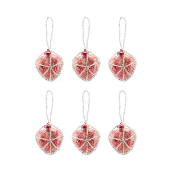 Pomeroy Beaded Red Heart Ornaments - Set of 6 519253/S6