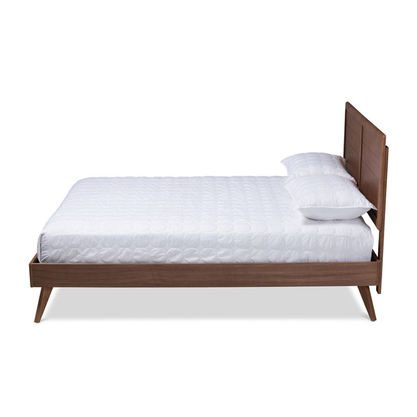 Baxton Artemis Mid-Century Modern Walnut Brown Finished Wood Queen Size Platform Bed Artemis-Ash Walnut-Queen