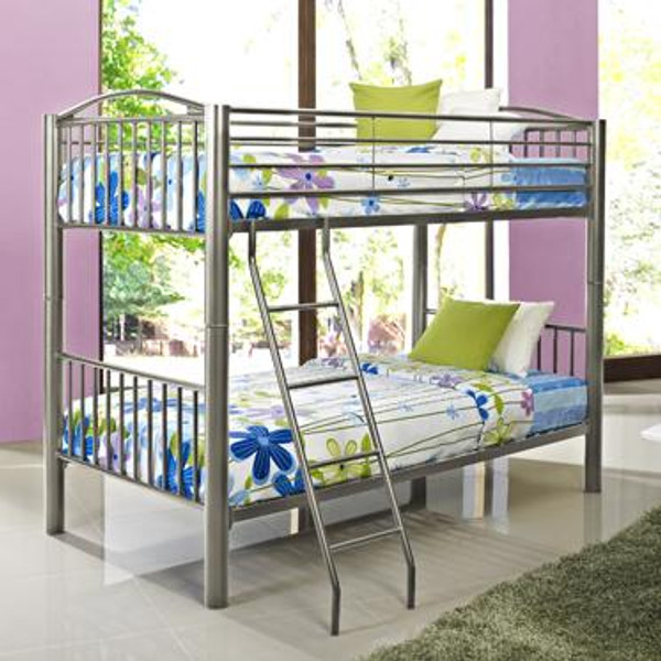 Heavy Metal Twin Over Twin Bunk Bed - Pewter 941-138 by Powell