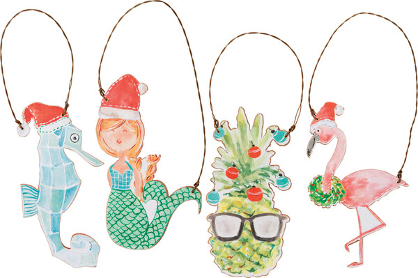 100431 Xmas Ornament Set - Tropical - Set Of 4 By Primitives by Kathy