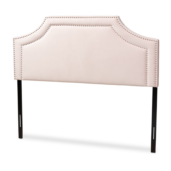 Baxton Avignon Modern And Contemporary Light Pink Velvet Fabric Upholstered Full Size Headboard BBT6566-Light Pink-HB-Full