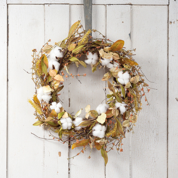 100754 Wreath - Cotton & Leaves - Set Of 2 By Primitives by Kathy