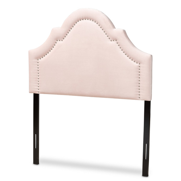 Baxton Rita Modern And Contemporary Light Pink Velvet Fabric Upholstered Twin Size Headboard BBT6567-Light Pink-HB-Twin