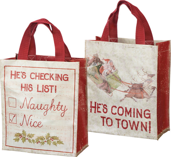 Daily Tote - Santa'S Coming - Set Of 4 (Pack Of 3) 100843 By Primitives By Kathy