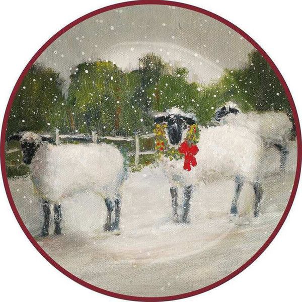 100849 Plate - Winter Sheep - Set Of 2 By Primitives by Kathy