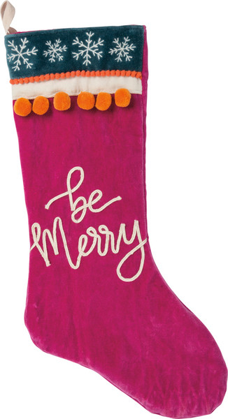 101034 Stocking - Be Merry - Set Of 2 By Primitives by Kathy