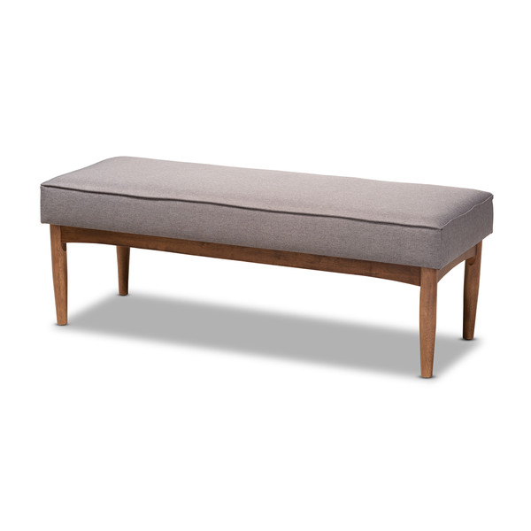 Baxton Arvid Mid-Century Modern Gray Fabric Upholstered Wood Dining Bench BBT8051-Grey-Bench