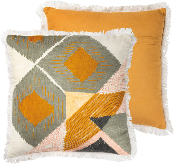 102472 Pillow - Gold & Grey Geometric - Set Of 2 By Primitives by Kathy