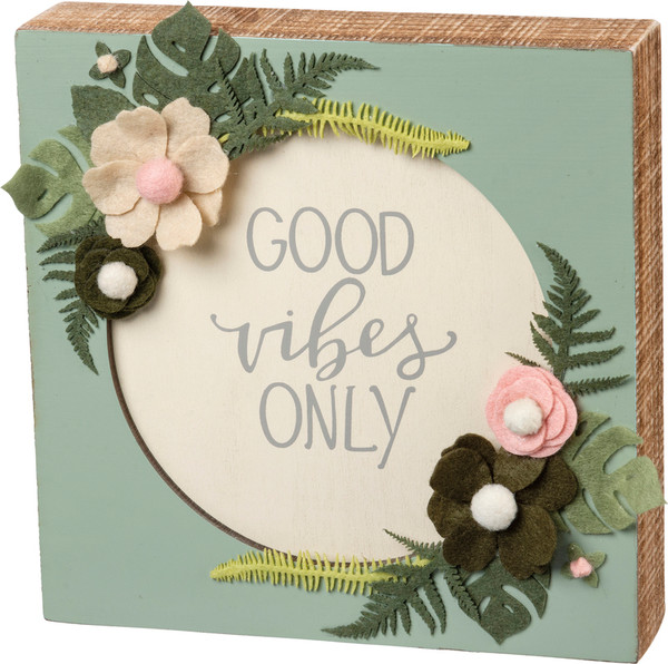 102553 Box Sign - Good Vibes Only - Set Of 2 By Primitives by Kathy