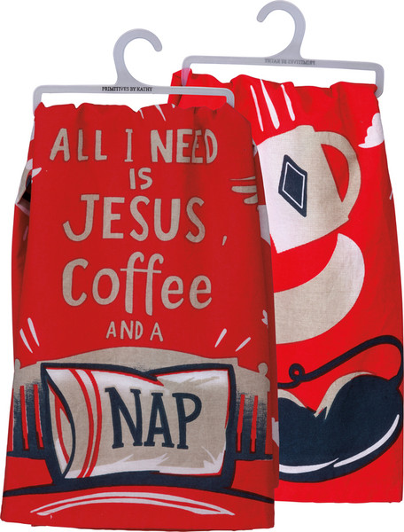102729 Dish Towel - Jesus And Coffee - Set Of 6 By Primitives by Kathy