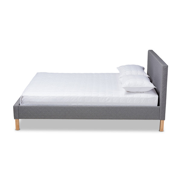 Baxton Aneta Modern And Contemporary Grey Fabric Upholstered King Size Platform Bed CF9014-Grey-King