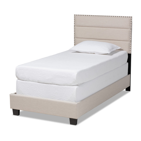 Baxton Ansa Modern And Contemporary Beige Fabric Upholstered Twin Size Bed CF9084C-Beige-Twin