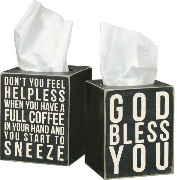 Tall Tissue Box - God Bless - Set Of 2 (Pack Of 2) 20031 By Primitives By Kathy