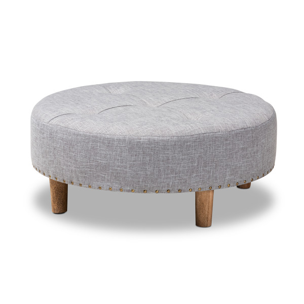 Baxton Vinet Modern And Contemporary Light Gray Fabric Upholstered Natural Wood Cocktail Ottoman JY17A200-Light Grey-Otto