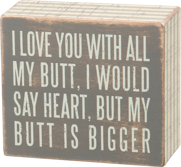 Gray Box Sign - I Love You - Set Of 2 (Pack Of 4) 26410 By Primitives By Kathy