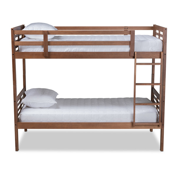 Baxton Liam Modern And Contemporary Walnut Brown Finished Wood Twin Size Bunk Bed MG0048-Walnut-Twin Bunk Bed