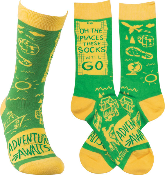 Socks - Adventure Awaits - Set Of 4 (Pack Of 2) 34074 By Primitives By Kathy