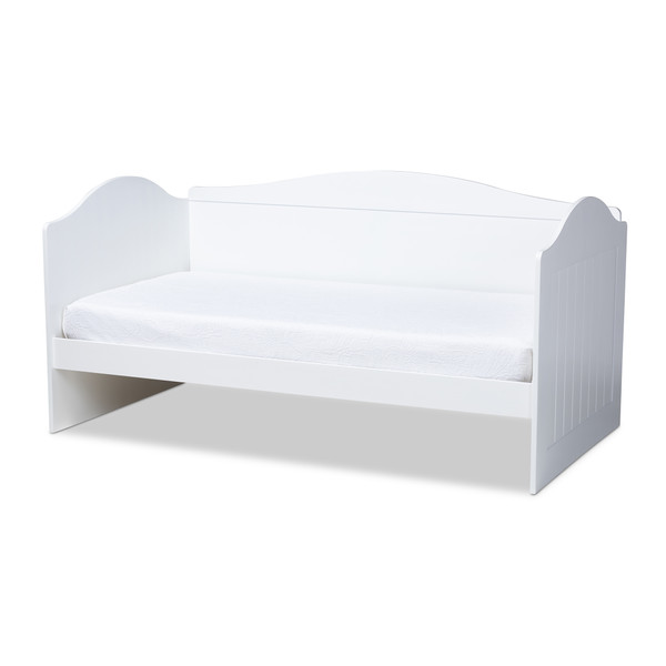 Baxton Neves Cottage Farmhouse White Finished Wood Twin Size Daybed Neves-White-Daybed