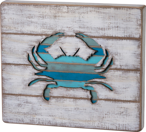 34709 Slat Box Sign - Crab - Set Of 2 By Primitives by Kathy