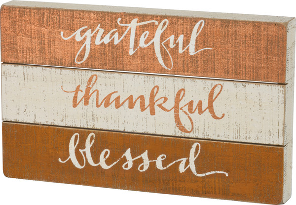 35271 Slat Box Sign - Grateful - Set Of 2 By Primitives by Kathy