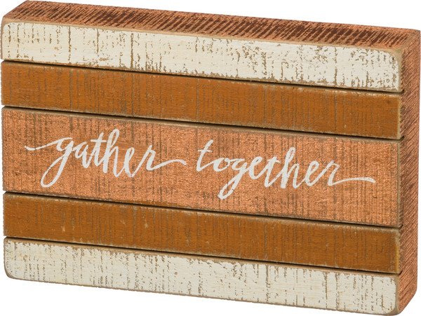 Slat Box Sign - Gather - Set Of 2 (Pack Of 2) 35272 By Primitives By Kathy