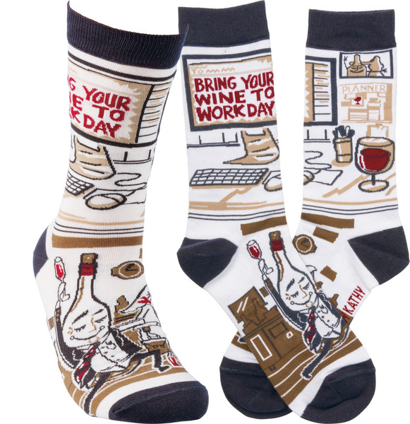 Socks - Wine To Work - Set Of 4 (Pack Of 2) 36250 By Primitives By Kathy