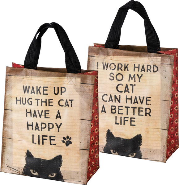 Daily Tote - Hug The Cat - Set Of 4 (Pack Of 3) 36427 By Primitives By Kathy