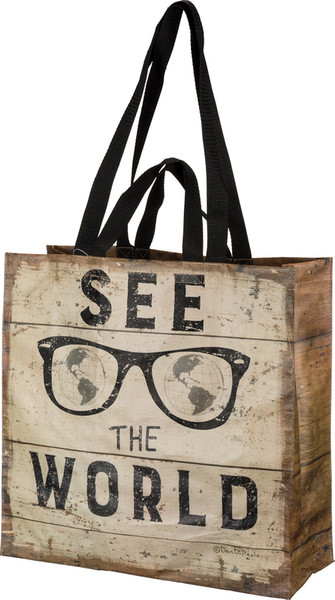 Market Tote - See The World - Set Of 4 (Pack Of 2) 36872 By Primitives By Kathy