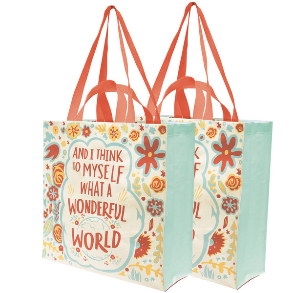 Market Tote - Wonderful World - Set Of 4 (Pack Of 2) 37011 By Primitives By Kathy