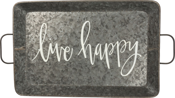Tray - Live Happy - Set Of 2 (Pack Of 2) 38020 By Primitives By Kathy