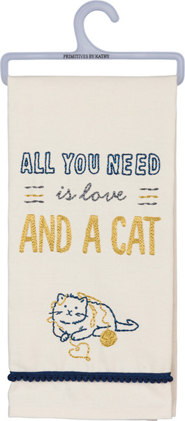 Dish Towel - Love And A Cat - Set Of 3 (Pack Of 2) 39065 By Primitives By Kathy