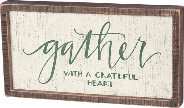 39266 Inset Box Sign - Gather With - Set Of 2 By Primitives by Kathy
