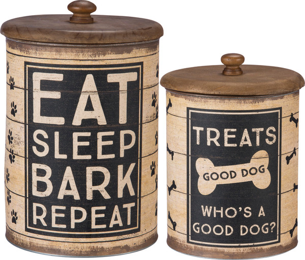 39369 Canister Set - Dog Treats - Set Of 2 By Primitives by Kathy