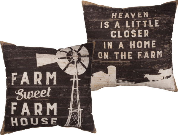 39410 Pillow - Sweet Farm House - Set Of 2 By Primitives by Kathy