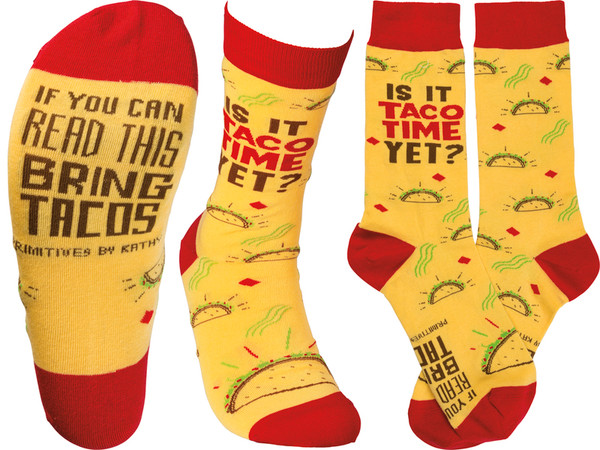 Socks - Taco Time - Set Of 4 (Pack Of 2) 39430 By Primitives By Kathy