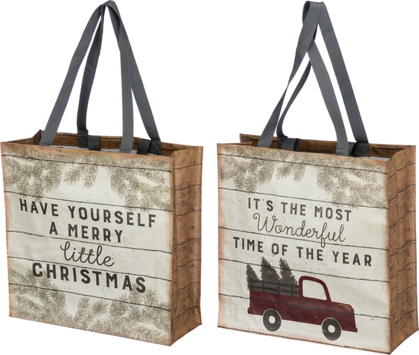 Market Tote - Christmas Truck - Set Of 4 (Pack Of 2) 39925 By Primitives By Kathy