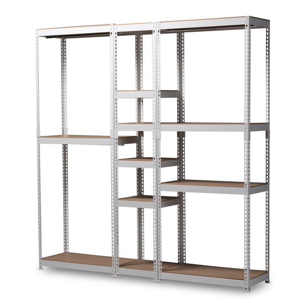 Baxton Gavin Modern And Contemporary White Metal 10-Shelf Closet Storage Racking Organizer WH06/WH09/WH12-White-Shelf