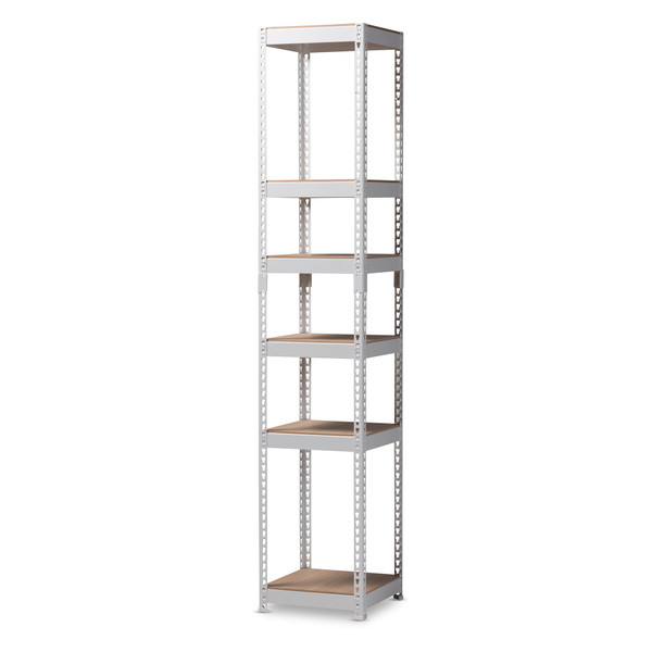 Baxton Gavin Modern And Contemporary White Metal 5-Shelf Closet Storage Racking Organizer WH12-White-Shelf