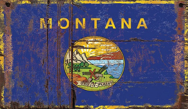 PP-1380 Red Horse Montana Flag Wall Art