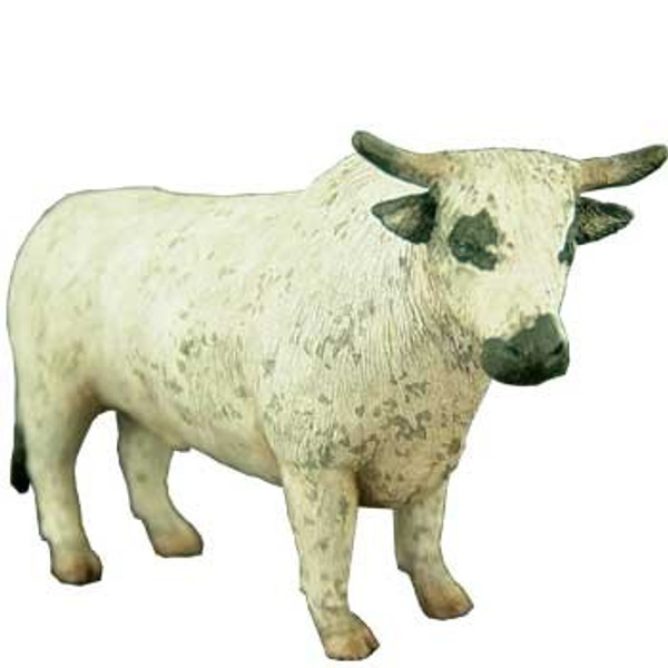 Sandicast Small Size White/Spot Standing Bull Sculpture - SS62301
