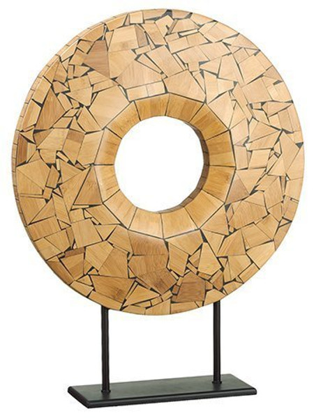 26" Wood Mosaic Decor Piece Brown AA1765-BR