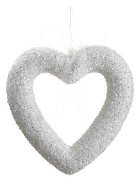 8.3" Glitter Open Heart Ornament White 6 Pieces AA2415-WH