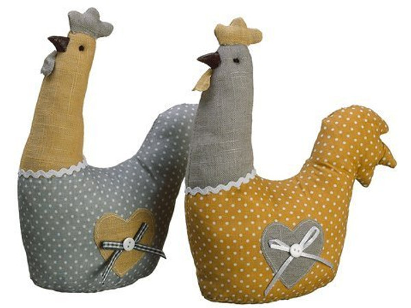 8"W X 9.5"L Rooster (2 Ea./Set) Yellow Gray 6 Pieces AAE698-YE/GY